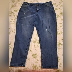Lane Bryant size 28W distressed boyfriend blue jeans